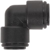 Black plastic elbow coupling, 8mm, with smooth finish and John Guest Speedfit® logo, pack of 5.
