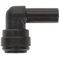 Black Sealey JGCET10 10mm stem elbow fitting, L-shaped design, smooth finish, part of John Guest Speedfit® pack of 5.