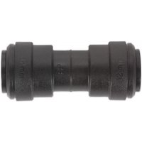 Black Sealey JGCS12 straight coupling, cylindrical design, 12mm diameter, pack of 5, John Guest Speedfit® PM0412E.