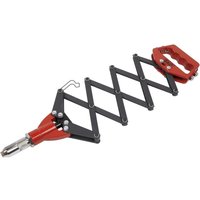 Sealey Lazy Tong Riveter with red handle, black scissor mechanism, and silver rivet head.