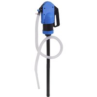 Blue and black Sealey lever action pump with long white hose and ergonomic handle for Adblue dispensing.