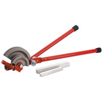 Red Sealey Lever Type Tube Bender with dual handles, black grips, and curved metal bending head.