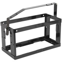 Black metal Sealey lockable vehicle bracket for 10-litre jerry cans with handle and mounting holes.