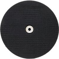 Black circular Sealey M6 hook and loop backing pad with central white mounting hole.