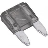Clear Sealey mini blade fuse, 2A, with two metal prongs, transparent casing, pack of 50.