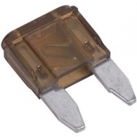 Brown Sealey automotive mini blade fuse, 7.5A, with two metal prongs, pack of 50.