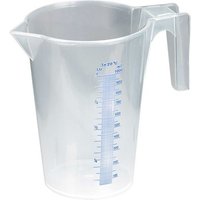 Transparent Sealey measuring jug, 1 litre capacity, with blue measurement markings and a sturdy handle.