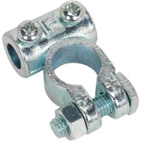 Sealey 24v positive battery terminal, silver metal with two screws and a bolt for secure connection.