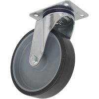 Sealey medium duty thermoplastic swivel castor wheel with gray rubber tire and metal mounting plate.