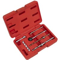 Red Sealey Mercedes CDi Injector Stud Repair Kit with various metal tools in a molded case.