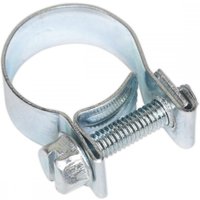 Sealey mini hose clip, silver metal, adjustable screw, Ø15-17mm, pack of 20, for securing hoses.