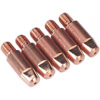 Copper-colored Sealey MIG918 contact tips, 1mm size, threaded ends, pack of 5.