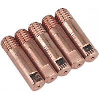 Copper-colored Sealey MIG956 contact tips 0.6mm, MB15, pack of 5, with threaded ends and smooth cylindrical bodies.