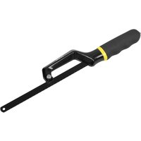 Sealey Mini Hacksaw with black handle, yellow accent, and attached thin bi-metal blade.