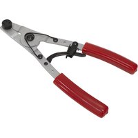 Sealey motorcycle brake piston removal pliers with red handles and silver metal jaws.
