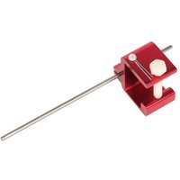 Red Sealey motorcycle chain alignment tool with a long metal rod and white adjustment knob.