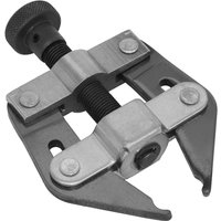 Sealey Motorcycle Chain Puller with black threaded handle, silver body, and adjustable jaws.