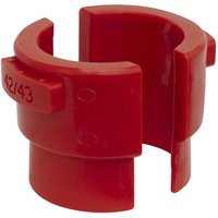 Red Sealey motorcycle fork seal driver sleeve with Ø42-43mm marking, split cylindrical design.