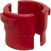 Red Sealey motorcycle fork seal driver sleeve with Ø45-46mm marking and open cylindrical design.