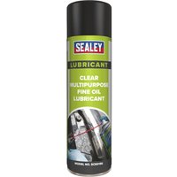Sealey Multipurpose Clear Fine Oil Lubricant in green spray can with blue and red Sealey logo.