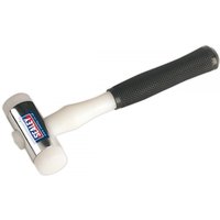 Nylon-faced hammer with a black rubber grip handle and white dual heads, branded with Sealey logo.
