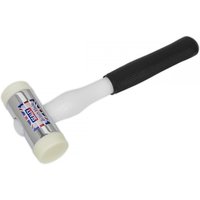 Sealey NFH175 hammer with dual white nylon faces, chrome body, and black ergonomic handle.
