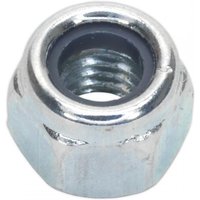 Sealey NLN6 M6 zinc-plated nylon locknut with hexagonal shape and black nylon insert, pack of 100.