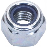Sealey NLN8 Nylon Locknut M8, zinc-coated, hexagonal shape with blue nylon insert, pack of 100.