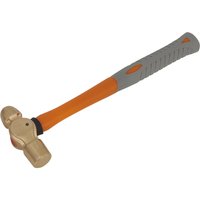 Sealey Non Sparking Ball Pein Hammer with bronze head, orange fiberglass handle, and grey rubber grip.