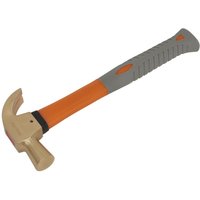 Sealey Non Sparking Claw Hammer with orange and grey rubber grip handle, brass head for safety in flammable environments.