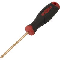 Black and red Sealey non-sparking Phillips screwdriver with a brass shaft and ergonomic handle.