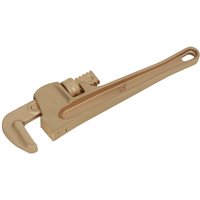 Bronze-colored Sealey non-sparking pipe wrench with adjustable jaw and long handle.