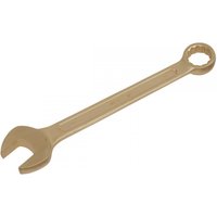 Non-sparking bronze combination spanner, 27mm, with open end and ring end for safe use in flammable environments.