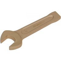 Bronze-colored Sealey non-sparking slogging spanner with open-end 30mm, flat handle design.