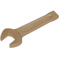 Non-sparking, bronze-colored Sealey 32mm open-end slogging spanner with a flat handle and wide jaw.