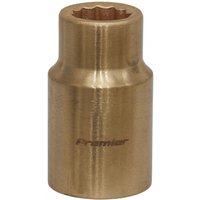 Bronze Sealey 12mm socket with 1/2in square drive, non-sparking Walldrive® design, cylindrical with engraved logo.