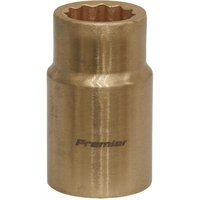 Gold-toned Sealey 14mm socket with 1/2in square drive, non-sparking Walldrive® design, cylindrical shape.
