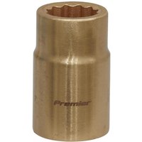 Bronze-colored Sealey 15mm socket with 1/2in square drive, non-sparking Walldrive® design, cylindrical shape.