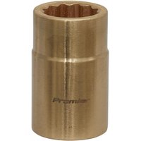 Bronze-colored Sealey 16mm socket with 1/2in square drive, non-sparking Walldrive® design, cylindrical shape.