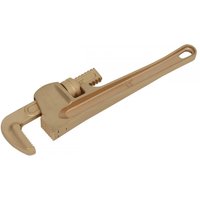 Bronze-colored Sealey non-sparking pipe wrench, 300mm, with adjustable jaw and long handle.