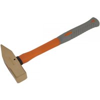 Orange and grey Sealey cross pein engineer's hammer, non-sparking, with a flat head and pointed pein, 2.2Lb weight.