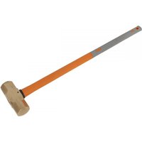 Sealey NS091 sledge hammer, 11Lb, non-sparking, with orange fiberglass handle and beige head.