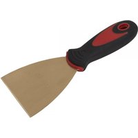 Sealey NS109 non-sparking scraper with brass blade, black and red ergonomic handle, 75 x 200mm size.