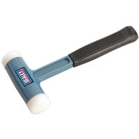 Blue Sealey nylon face dead blow hammer with black rubber grip and dual white striking faces