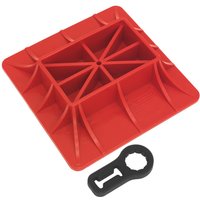 Red Sealey off-road base with grid pattern and black handle lock for farm jacks.