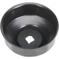 Black Sealey oil filter cap wrench, 65mm diameter, 14 flutes, circular design with square drive hole in center.