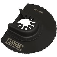 Black Sealey oscillating multi-tool segment saw blade with curved edge and central mounting hole.