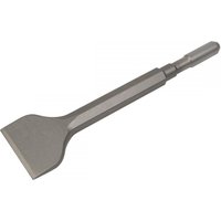Steel chisel with a wide flat blade and hexagonal shank, 75 x 300mm, designed for heavy-duty use.