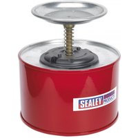 Red Sealey PC19 plunger can with 1.9L capacity, featuring a spring-loaded metal top and Sealey logo on the side.