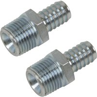 Metal Sealey PCL screwed tailpiece with threaded end and ribbed connector, silver finish, set of two.